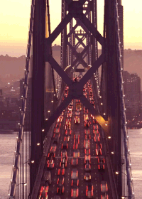 traffic bridge sunset gif
