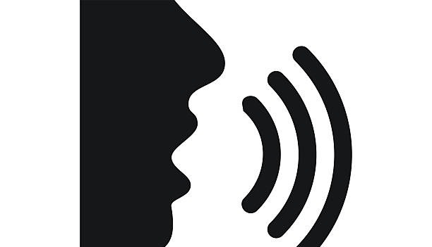 Illustration includes a black, Speaking icon on a white background.