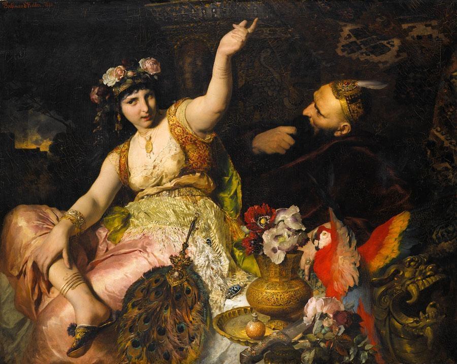 Ferdinand_Keller_-_Scheherazade_und_Sultan_Schariar_(1880)